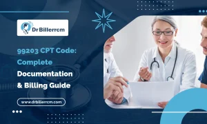 The image portrays the concept of a guide explaining 99203 cpt code.