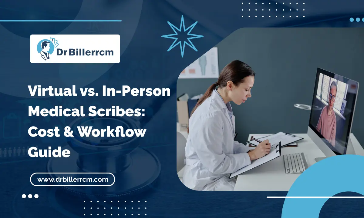 virtual vs in person medical scribe illustration